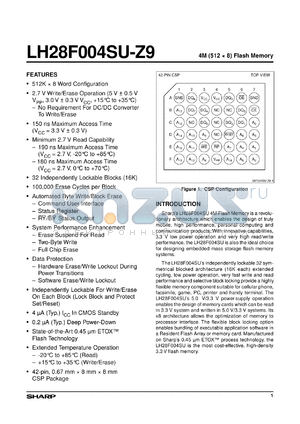 LH28F004SUB-Z9 datasheet - 4M (512K x 8) flash memory