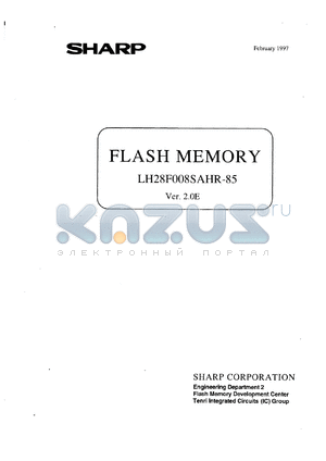 LH28F008SAHR-85 datasheet - 8MBIT (1MBIT x 8) Flash Memory  40-pin TSOP
