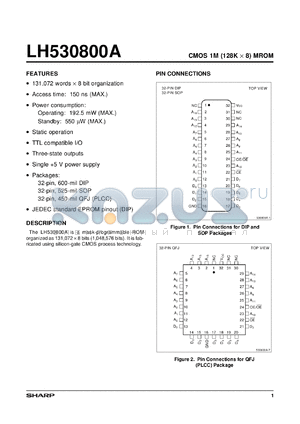 LH530800AU datasheet - CMOS 1M(128K x 8) static RAM