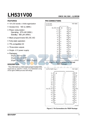 LH531V00D datasheet - CMOS 1M(128K x 8) MROM