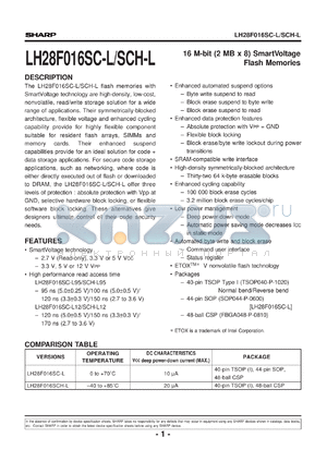 LH28F016SCB-L12 datasheet - 16M-bit(2MB x 8)smart voltage Flash Memory