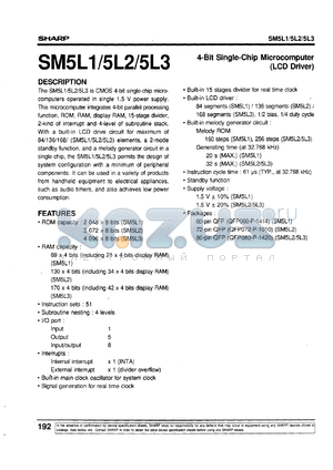 SM5L1 datasheet - 4-bit single-chip microcomputer(LCD driver)