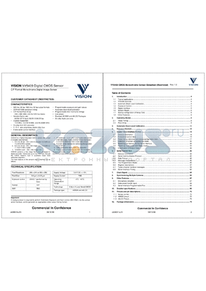 VV5409B001 datasheet - CMOS sensor