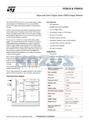 STV-5410/6500-E01 datasheet - Sensor only evaluation kit for VV6410C036 & VV6500-C048