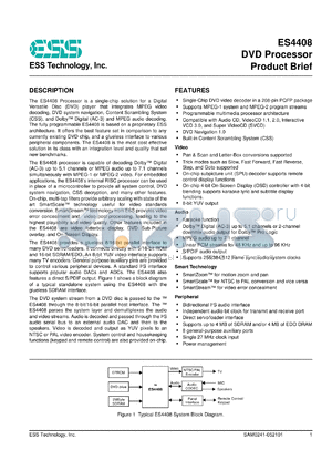 ES4208 datasheet - DVD processor