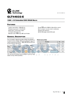 GLT44032-E datasheet - 128k x 32 embedded EDO DRAM macro