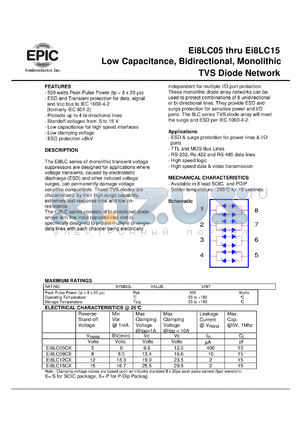 EI8LC08C datasheet - Bidirectional, monolithic TVS diode