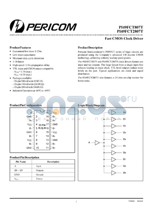 PI49FCT2807CTH datasheet - Fast CMOS clock driver