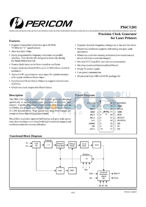 PI6C1201S datasheet - Precision clock generator for laser printers