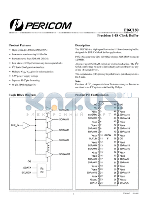 PI6C180AV datasheet - Precision 1-18 clock buffer