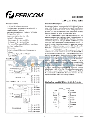 PI6C2308A-3L datasheet - 3.3V zero-delay buffer