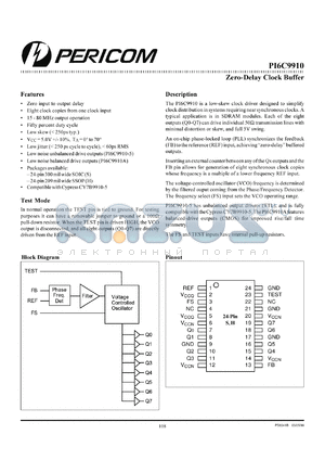 PI6C9910-5S datasheet - Zero-delay clock buffer