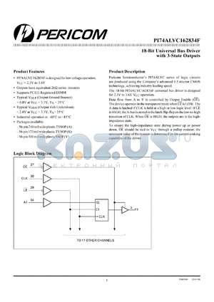 PI74ALVC162834FV datasheet - 18-bit universal bus driver with 3-state outputs
