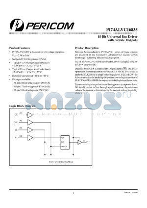 PI74ALVC16835K datasheet - 18-bit universal bus driver with 3-state outputs
