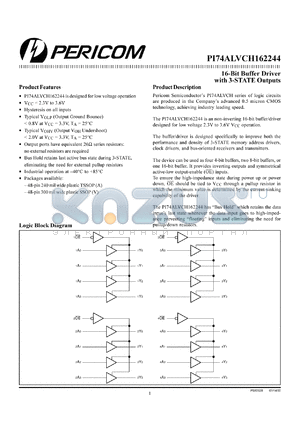 PI74ALVCH162244A datasheet - 16-bit universal bus driver with 3-state outputs