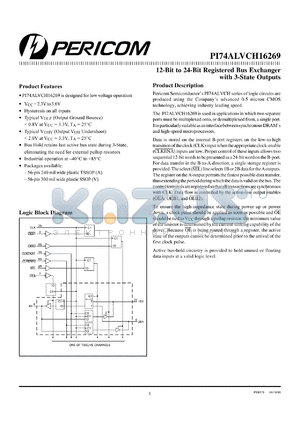 PI74ALVCH16269V datasheet - 12-bit to 24-bit registered bus exchanger with 3-state outputs