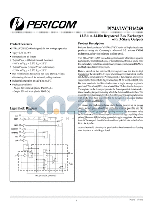 PI74ALVCH16269A datasheet - 12-bit to 24-bit registered bus exchanger with 3-state outputs