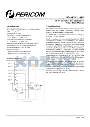 PI74ALVCH16500A datasheet - 18-bit universal bus transceiver with 3-state outputs