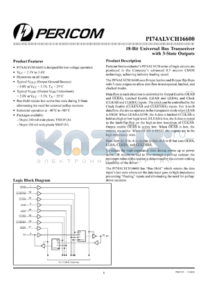 PI74ALVCH16600V datasheet - 18-bit universal bus transceiver with 3-state outputs