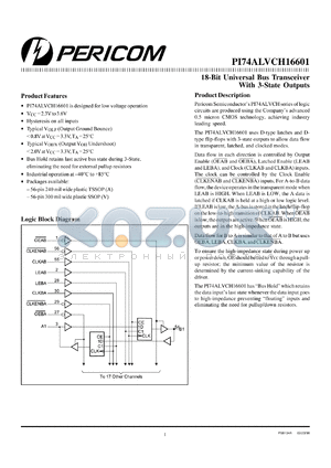 PI74ALVCH16601A datasheet - 18-bit universal bus transceiver with 3-state outputs