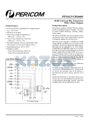 PI74ALVCH16601V datasheet - 18-bit universal bus transceiver with 3-state outputs
