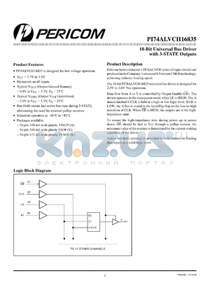 PI74ALVCH16835A datasheet - 18-bit universal bus driver with 3-state outputs