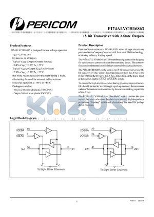 PI74ALVCH16863A datasheet - 18-bit transceiver with 3-state outputs