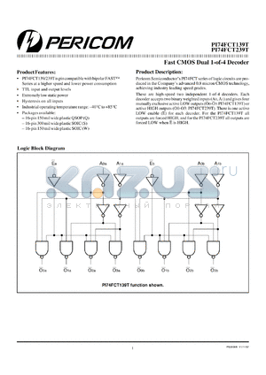 PI74FCT239TW datasheet - Fast CMOS 1-of-4 decoder