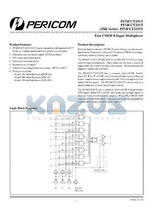 PI74FCT151TQ datasheet - Fast CMOS 8-input multiplexer