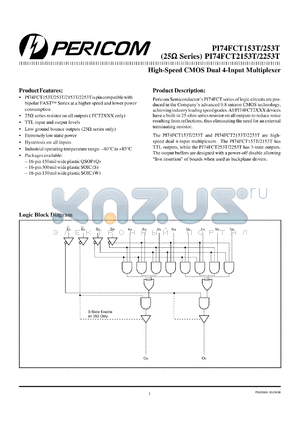 PI74FCT153TW datasheet - High-speed CMOS dual 4-input multiplexer