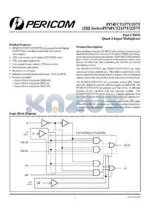 PI74FCT2157TQ datasheet - Fast CMOS quad 2-input multiplexer