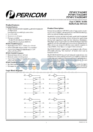 PI74FCT162H240TA datasheet - Fast CMOS address/clock driver