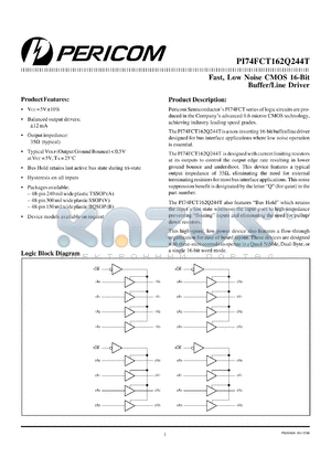 PI74FCT162Q244TV datasheet - Fast,low noise CMOS 16-bit buffer/line driver