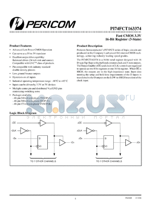 PI74FCT163374A datasheet - Fast CMOS 3.3V 16-bit register (3-state)