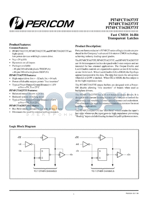 PI74FCT162373TA datasheet - Fast CMOS 16-bit transparent latch