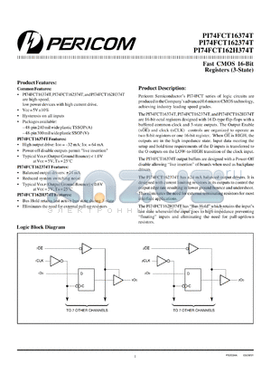 PI74FCT16374TA datasheet - Fast CMOS 16-bit register (3-state)