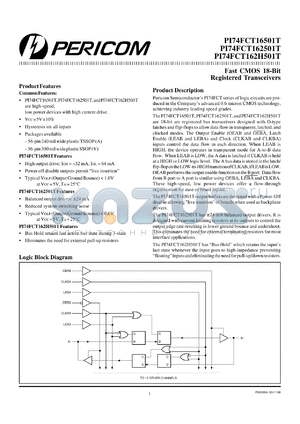 PI74FCT16501TA datasheet - Fast CMOS 18-bit registered transceiver