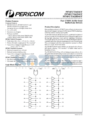 PI74FCT162H541TA datasheet - Fast CMOS 16-bit octal buffer/line driver