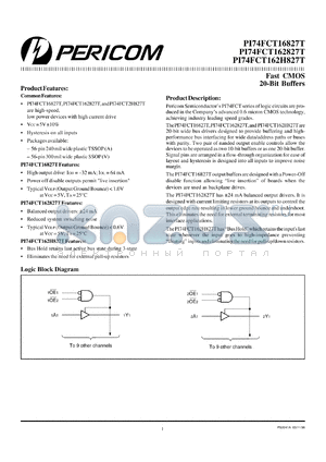 PI74FCT162H827TV datasheet - Fast CMOS 20-bit buffer