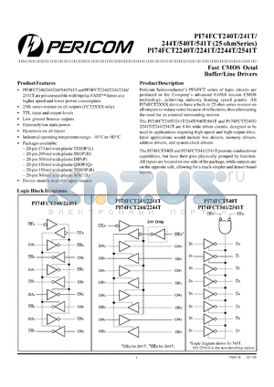 PI74FCT540TL datasheet - Fast CMOS octal buffer/line driver