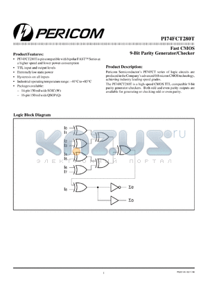 PI74FCT280TW datasheet - Fast CMOS 9-bit parity generator/checker