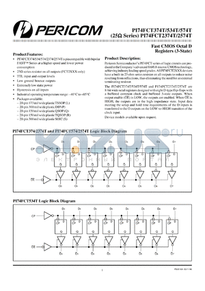 PI74FCT374TS datasheet - Fast CMOS octal D register (3-state)