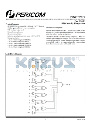 PI74FCT521TS datasheet - Fast CMOS 8-bit identity comparator