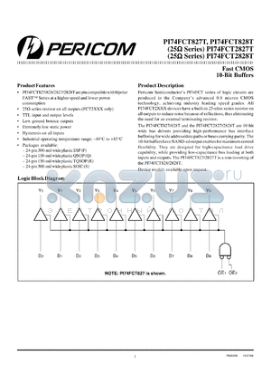 PI74FCT827TP datasheet - Fast CMOS 10-bit buffer