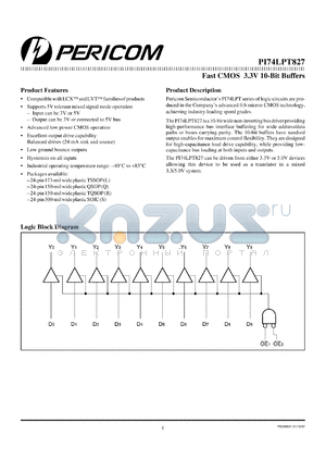 PI74LPT827R datasheet - Fast CMOS 3.3V 10-bit buffer