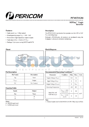 PI74ST1G04C datasheet - SOTiny logic inverter