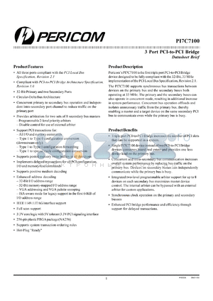 PI7C7100B datasheet - 3 port PCI-to-PCI bridge