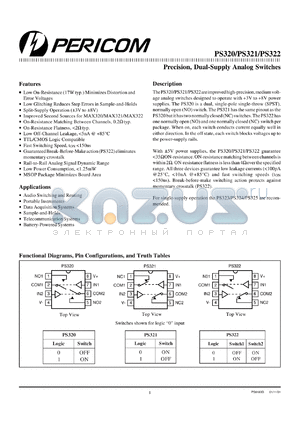 PS320CPA datasheet - Precision, dual-supply analog switch