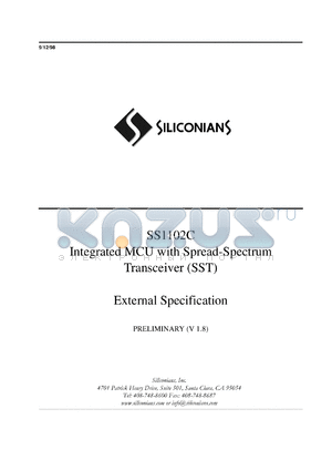 SS1102C datasheet - Integrated MCU with spread-spectrum transceiver (SST)