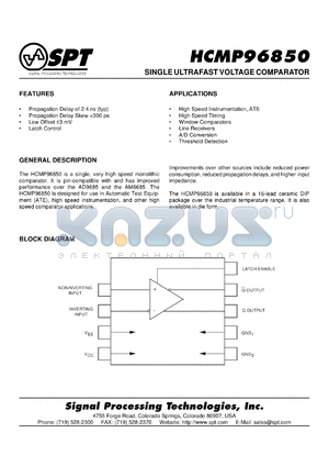 HCMP9650SCU datasheet - Single ultrafast voltage comparator